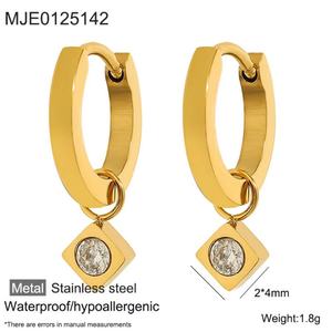 Pendientes Colgantes de Zirconia de Acero Inoxidable Coreano con Baño de Oro de 18K, Diseño Antideslustre, Venta al por Mayor para Mujer - Product Image 4