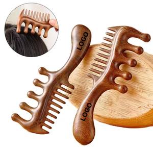 Custom Logo Sandalwood Massage <strong>Comb</strong> with Thick and Fine Teeth Scalp Massage <strong>Comb</strong> <strong>Hair</strong> Straightener <strong>Comb</strong> for Scalp Daily Grooming - Product Image 1