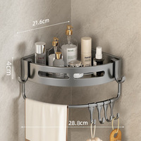 Étagère d'angle murale moderne double rectangulaire sans perçage avec design détachable pour salle de bain et toilettes