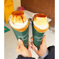 Logo personnalisé porte-glace jetable à emporter frites cône en papier crêpes bulle gaufre emballage à emporter porte-churros