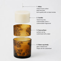 Bougie parfumée dans un pot, logo personnalisé en relief, parfum d'ambiance de luxe, étiquette blanche, vente en gros en vrac