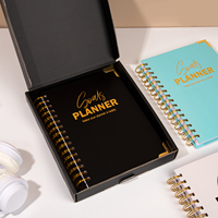 Planificateur d'Objectifs Quotidien et Hebdomadaire Marque Blanche Personnalisé à Couverture Rigide, Carnet de Bord d'Objectifs Spirale Non Daté Format A5