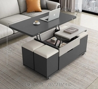 Table basse multifonctionnelle pour petit appartement, table à manger intégrée avec rangement relevable pour salon