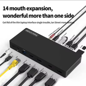 14-inch sấm sét 4 & <span class=keywords><strong>USB</strong></span>-<span class=keywords><strong>C</strong></span> Loại <span class=keywords><strong>C</strong></span> Docking Station 4K 5k bốn hiển thị <span class=keywords><strong>Hub</strong></span> 2 cho HDMI 2 dp <span class=keywords><strong>Ethernet</strong></span> SD TF PD <span class=keywords><strong>USB</strong></span>-<span class=keywords><strong>C</strong></span> 3.1 3.5 mét - Product Image 2