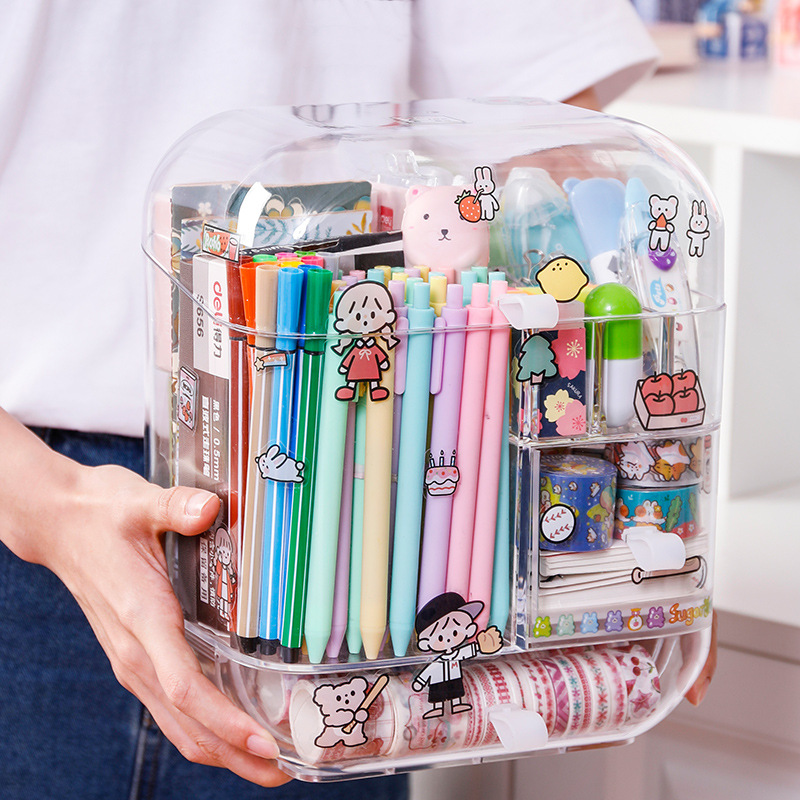 Ящик для хранения канцелярских принадлежностей, акриловый Органайзер для школы и офиса, вместительный креативный простой прозрачный держатель для ручек