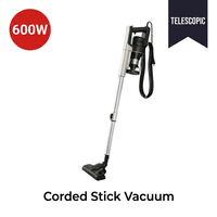 Aspirateur balai filaire 600W pour la maison, avec lumière LED, 2-en-1, portatif et vertical, sans sac, cyclonique, tube télescopique, aspiration puissante