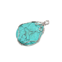 Vente directe d'usine - Pendentif en pierre naturelle, cristal de quartz, amazonite, forme de goutte, enveloppé de fil, pierre de zoïsite rubis