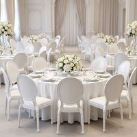 Chaises de banquet de mariage en plastique PP de haute qualité, dossier rond, durables, empilables, imperméables, pour extérieur, hôtel, salon