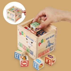 Ensemble de blocs de construction en bois durables à assembler soi-même, éducatif, 27 grandes pièces, lettres ABC anglaises, correspondance cognitive des chiffres - Product Image 1