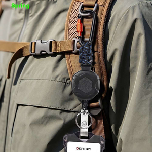 Porte-badge robuste avec mousqueton, enrouleur rétractable pour badge, porte-clés extensible avec cordon en acier et paracorde - Product Image 6