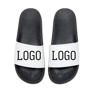 Nice Beach Pu Soft Men Slipper Factory Custom Logo Slide Sandal Flip Flops Wholesale Custom Logo Slippers