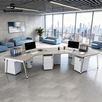Meubles de bureau SpaceUnited Factory Direct, poste de travail en forme de V pour 3 personnes, structure en acier, bureau modulaire
