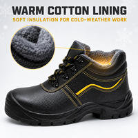 Bottes de sécurité hiver EN ISO 20345 S1P à embout d'acier, antistatiques, résistantes à la perforation, en cuir de vachette, doublure chaude, double construction