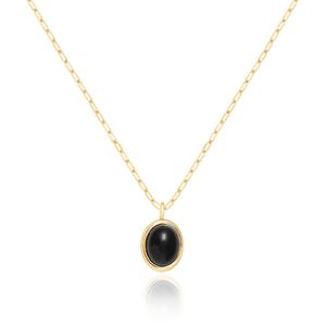Collier Pendentif Goutte d'Eau en Verre Acier Inoxydable Style Vintage Tendance, Chaîne Maillons Plaqué Or 18K 18 Pouces, Anniversaire - Product Image 1