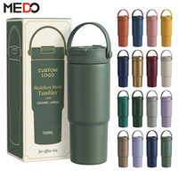 Gobelet isotherme personnalisé avec logo, 700 ml, en acier inoxydable 316 à double paroi avec revêtement céramique, 24 oz, avec infuseur à thé sans BPA pour le camping et la voiture