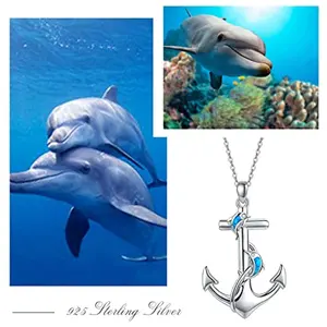 Collana regalo di gioielli di moda collana con ciondolo in argento Sterling 925 simpatico animale con ancora di delfini