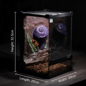 ตู้เลี้ยงสัตว์เลื้อยคลานแบบกระจก ขนาด 20x20x32.5 ซม. รูปทรงสี่เหลี่ยมผืนผ้า ทนทาน เหมาะสำหรับเลี้ยงสัตว์เลื้อยคลานในร่ม รุ่น ZF202032 # 2004 - Product Image 5