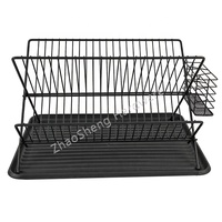 Égouttoir à vaisselle pliable en acier à 2 niveaux pour comptoir de cuisine, support de rangement pour bols et assiettes