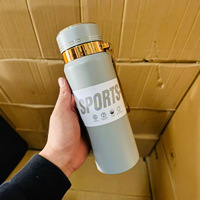 Botella de Agua Aislada al Vacío de Acero Inoxidable, Termo de Doble Pared con Correa de Cuero, Taza Deportiva Portátil, Regalo Empresarial