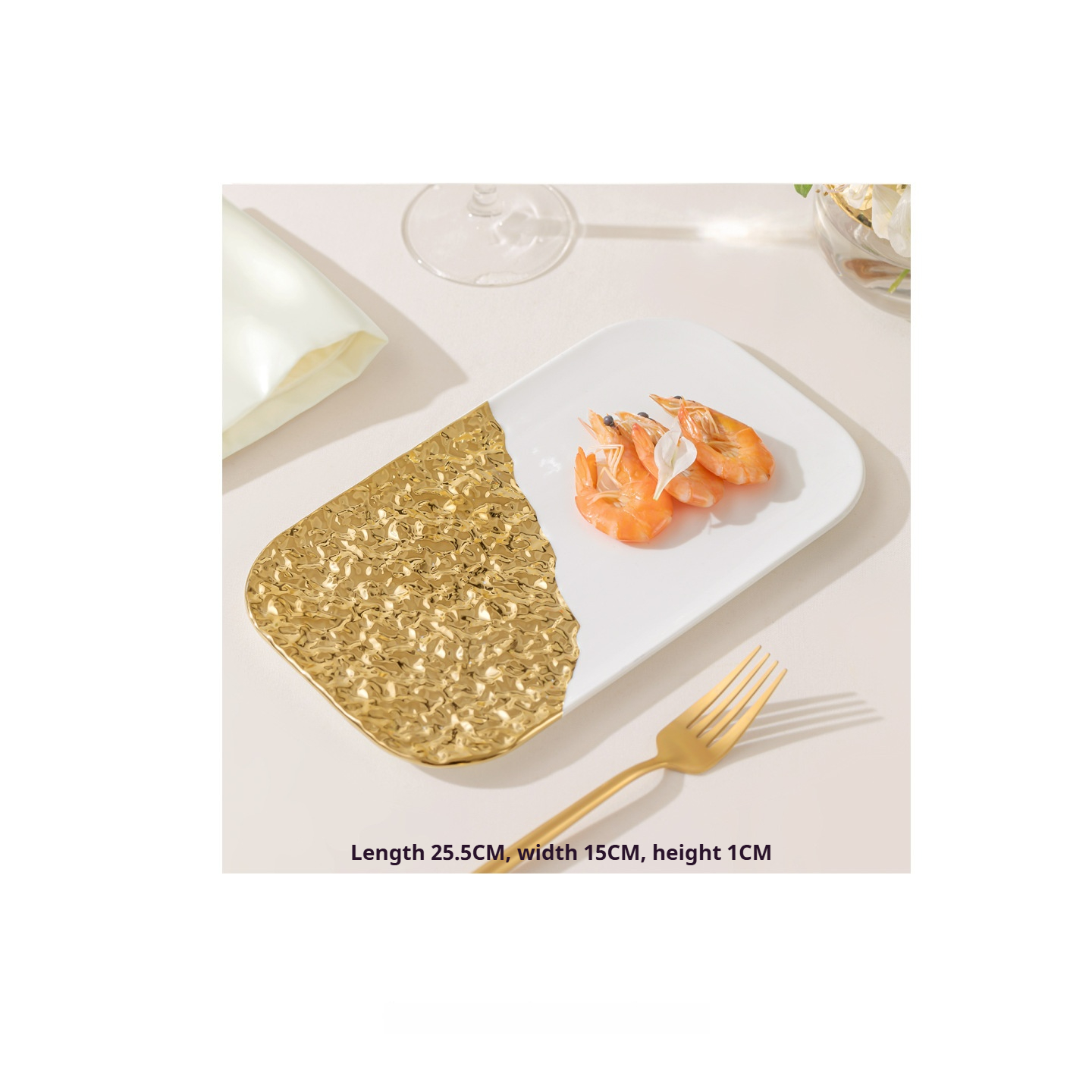Assiette rectangulaire plate, effet semi-pierre, 10 pouces (25 cm), blanche