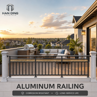Système de balustrade en aluminium à prix d'usine, balustrade moderne en forme de U pour terrasse, jardin, villa, revêtement en poudre personnalisé, vente en gros