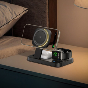 HiTao Foldable 3-in-1 Magnetic <b>Wireless</b> Charger Station, 15W Fast Charging Dock with Night <b>Light</b> for Multi-Device - Product Image 5