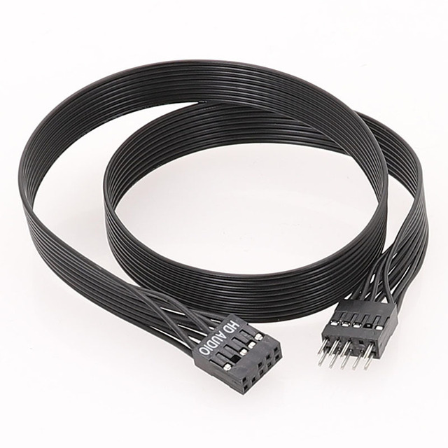 Computer motherboard front AUDIO extension cable male-to-female connection black flat cable HD Audio 9p connection cable