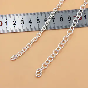 Minimalist Jewelry Findings Slim Link O Chain Solid 925 Sterling Silver Chunky Cable Link Cross Chain For DIY Necklace Making