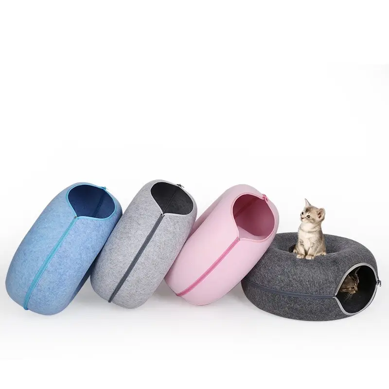 도매 펠트 고양이 집 고양이 놀이 터널 마모 방지 고양이 장난감 동굴 도넛 모양