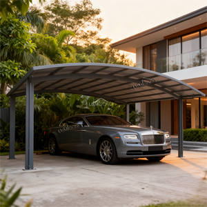 <span class=keywords><strong>Garage</strong></span> moderne de luxe en alliage d'aluminium avec toit arqué durable et imperméable pour 2 voitures, idéal pour les maisons et villas haut de gamme - Product Image 4