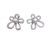 Anting Mutiara Air Tawar Alami Desain Bunga Eksklusif dengan Zirkon, Perhiasan Wanita, SHDIYAYUN, Promo Panas