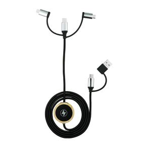 Promotional Nylon Braided 3-<strong>in</strong>-1 Dual <strong>Input</strong> USB Type C Cable 2m LED Logo Multi-Function Charging Data Cable for Multiple <strong>Devices</strong> - Product Image 1