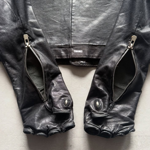 Новое поступление мужская Тонкая Стильная черная винтажная кожаная куртка из натуральной овчины дубленое винтажное черное пальто - Product Image 5