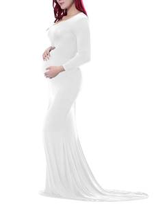 Vêtements européens pour femmes coton mercerisé femmes enceintes col rond traînant <span class=keywords><strong>longue</strong></span> <span class=keywords><strong>robe</strong></span> photographie <span class=keywords><strong>robe</strong></span> M002 - Product Image 6