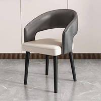 Italienischer Minimalistischer Esszimmerstuhl Luxuriöser Gepolsterter Stuhl mit Rückenlehne Leder-Stoff-Sitz für Zuhause Esszimmer Hotel