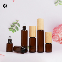 Flacon Roll-on en Verre Ambré Écologique avec Bouchon en Bambou, Vide, pour Cosmétiques et Huiles Essentielles, Marque YM, Modèle YM, Guangdong Gold
