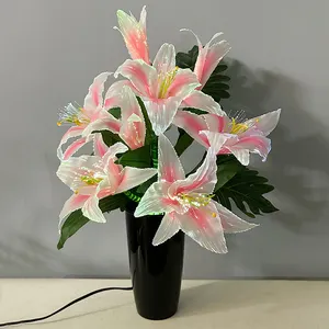 동적 요정 백합 결혼식 장식 Led 램프 참신 예술적 광섬유 꽃 장식 꽃 조명 꽃 램프