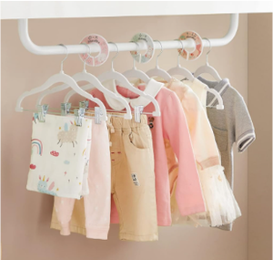 Trendy Children's Clothes Hanger 6-Pocket Non-Slip <b>Velvet</b> <b>Fabric</b> Dividers Clips Multifunctional for Wardrobes Bedrooms Kids - Product Image 3