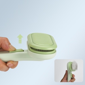 หวีกำจัดขนสัตว์เลี้ยงแบบกดปุ่มเดียว หัวกลมหลากสี ป้องกันการบาดผิว ด้ามจับกันลื่น อุปกรณ์สำหรับสัตว์เลี้ยงสำหรับสุนัขและแมว - Product Image 4