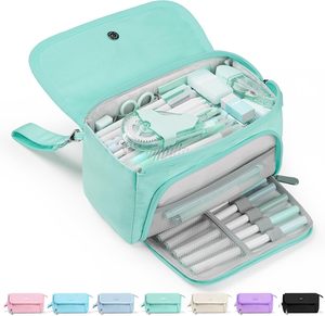 Étui à crayons super grand à 3 compartiments, capacité de 200 crayons, fermeture éclair mignonne, portable, esthétique, fournitures scolaires pour filles, rose - Product Image 5