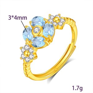 9 <b>Dainty</b> 925 Silver Gold Plated Flower Adjustable <b>Rings</b> With Natural Stones <b>Dainty</b> 2026 Summer Natural Crystal Handmade Jewelry - Product Image 6