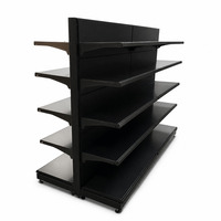 Étagère de présentation double face robuste noire pour magasin d'alimentation et commerce de détail
