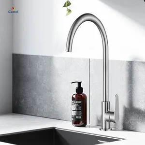 Factory Price Brushed Surface Single Handle Kitchen Mixer Taps With Soft Water Stainless Steel Faucet In Kitchen