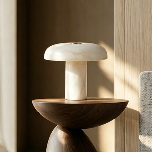 Lampe de table créative en albâtre naturel en forme de champignon, lampe de bureau décorative en albâtre design pour chambre à coucher et salon - Product Image 4