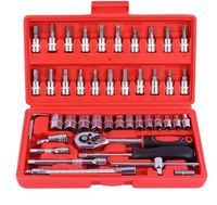 Offre Spéciale : Kit d'outils CR-V 46 pièces pour réparation automobile, ensemble complet de clés à molette et cliquet avec douilles professionnelles