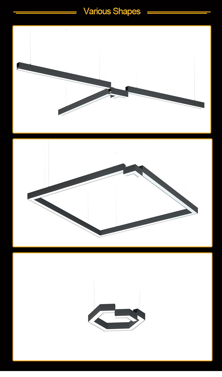 Unique designed 36w anti glare honeycomb suspended surface mount 1.2m aluminum profile led linear light