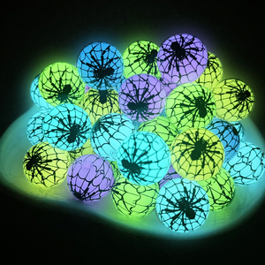 Ingrosso bagliore nel buio di Halloween perline in Silicone stampate con ragnatela 15MM grado incandescente gioielli fai da te perline per la creazione di penne - Product Image 1