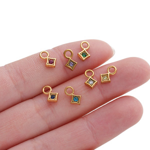 Stainless Steel Square Zircon Pendant DIY Jewelry Findings Small Size Blue Green Purple Rose <b>Red</b> White Plated Accessory <b>Material</b> - Product Image 4