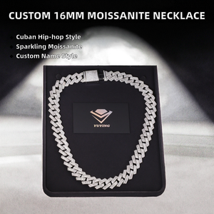 Custom Design 16mm <b>Name</b> Necklace Iced Baguette VVS Moissanite Cuban Link <b>Chain</b> Silver Plated 925 Sterling Silver Hip Hop Style - Product Image 2