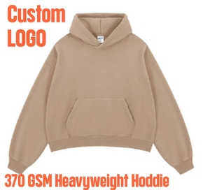 Sweat à capuche OEM/ODM vintage délavé, coupe ample, impression en relief, broderie personnalisée de haute qualité, 370 GSM - Product Image 1